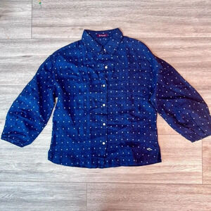 Richards Women's Blue Balloon Sleeves Polka dots Button‎ Down Shirt Size 2